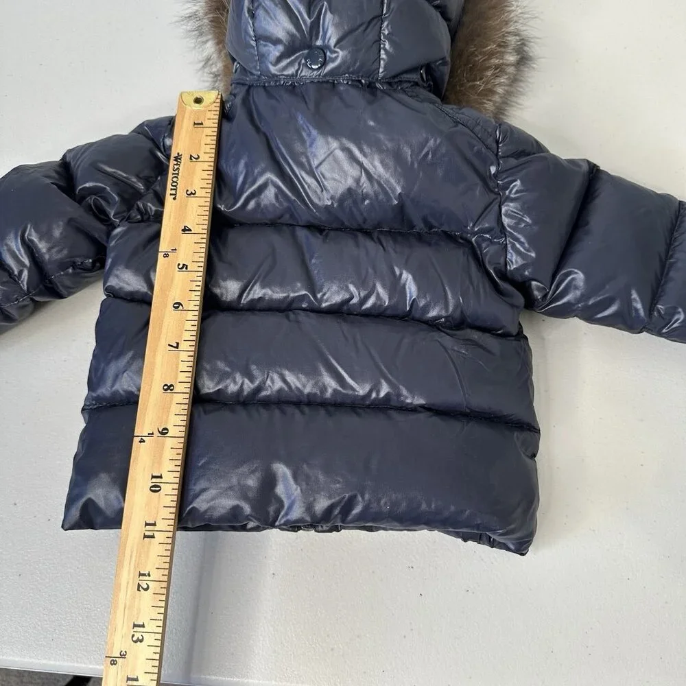 Moncler K2 Hooded Down Jacket Fox‎ Fur Trim Navy Size 6 to 9 months Baby